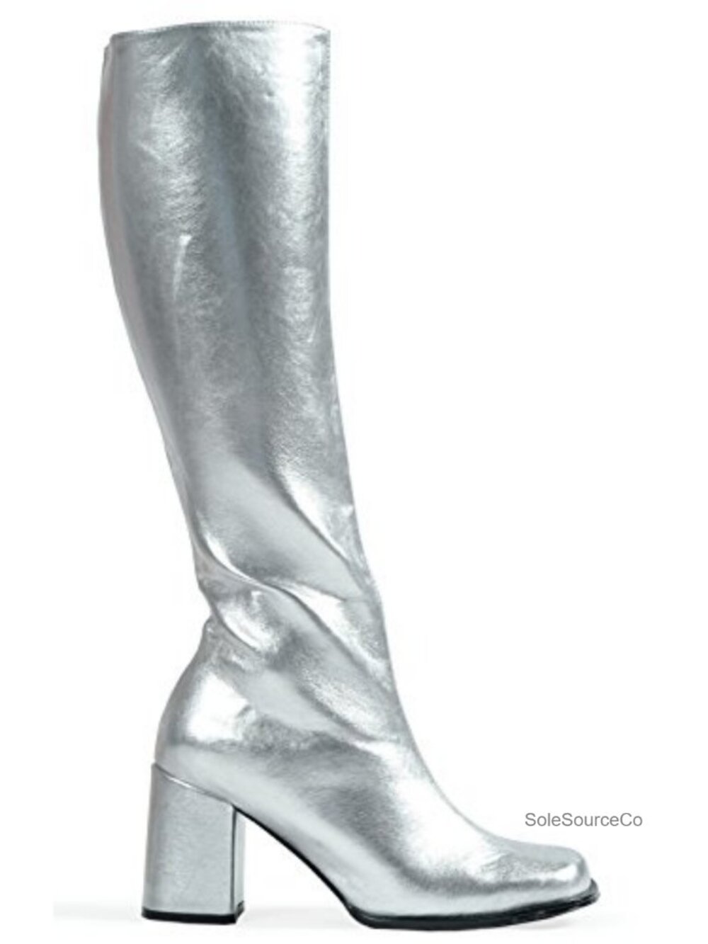 Knee-High Fashion Boots Chunky Block Heel Go-Go Style Polyurethane PU